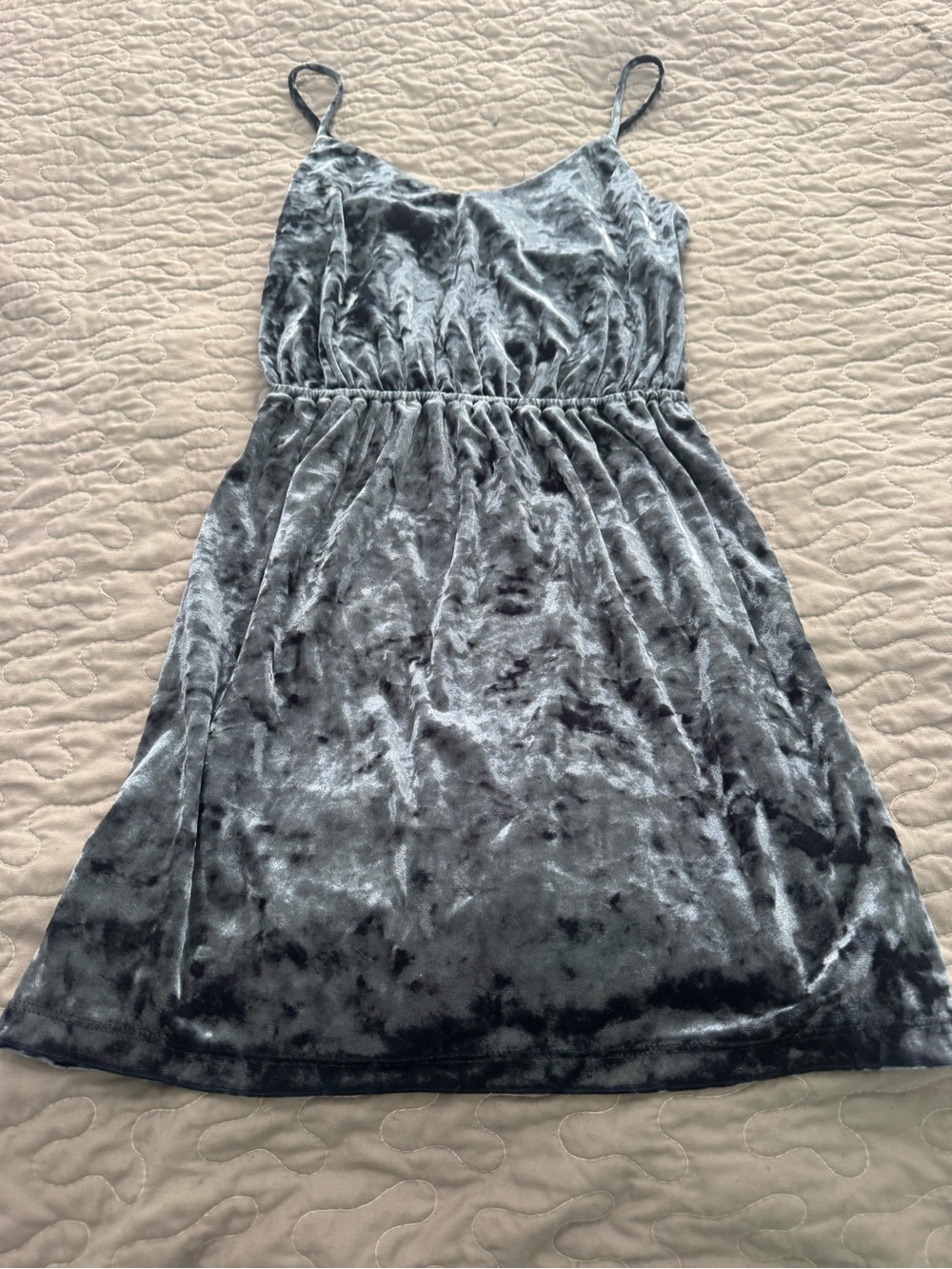 Forever 21 Silver-Gray Velvet Spaghetti Strap Mini Dress
